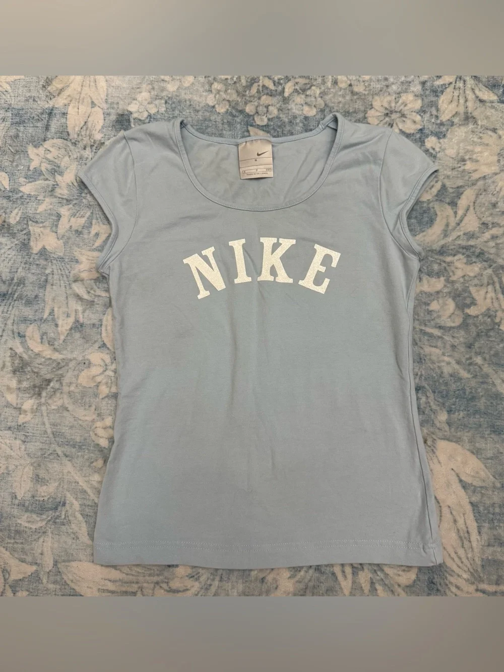 Nike Women's Light Blue Logo Tee size S